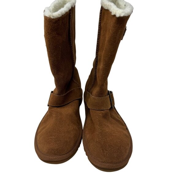 Skechers Womens Suede Mid-Calf Boots Size 7 Faux Fur Lining & Buckle Accents - Picture 2 of 8